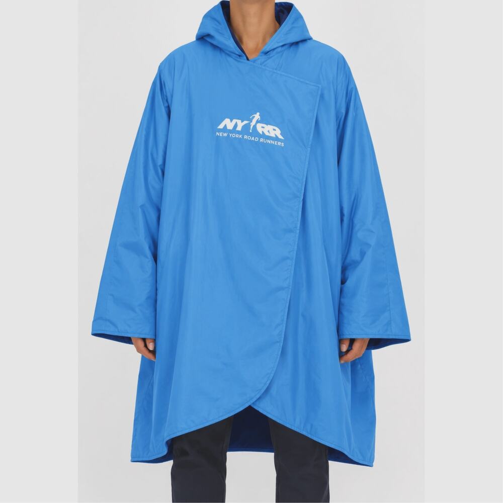 New York City Marathon Jacket Mens Poncho Hooded Fleece Lined NYRR Road Runners